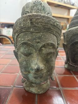 Antique Bronze Head Sculpture From Thailand