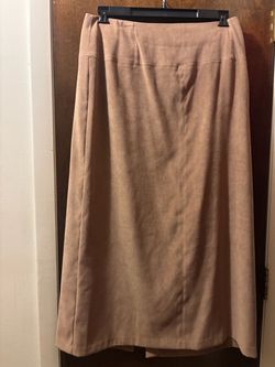 Tan Suede Midi Skirt, Size 18