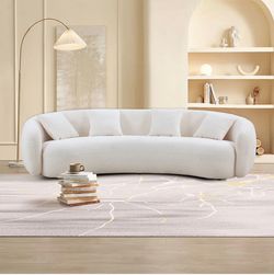 ✨ Like-New Curved Bouclé Sofa | Only 3 Weeks Old ✨
