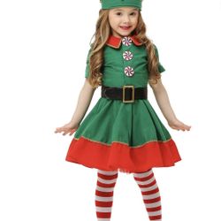 Toddler Holiday Elf Costume Girl Size 4-5 New