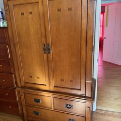 solid wood media armoire / wardrobe cabinet