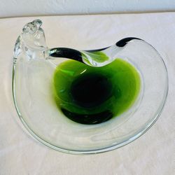 vintage murano style emerald green seashell bowl ashtray