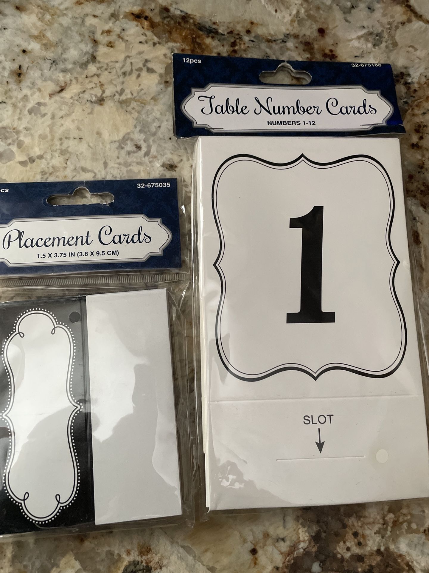 Placement/Table Numbers Cards