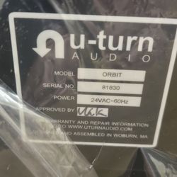 Orbit U Turn Turntable Black, Acrylic Plate, 33/45 NEW OPEN BOX 