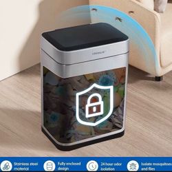 16 Gallon Stainless Steel Trash Can Kitchen Large with Lid Vibration Automatic Sensor Large Kitchen Garbage Can Touchless Automatic Trash Ca