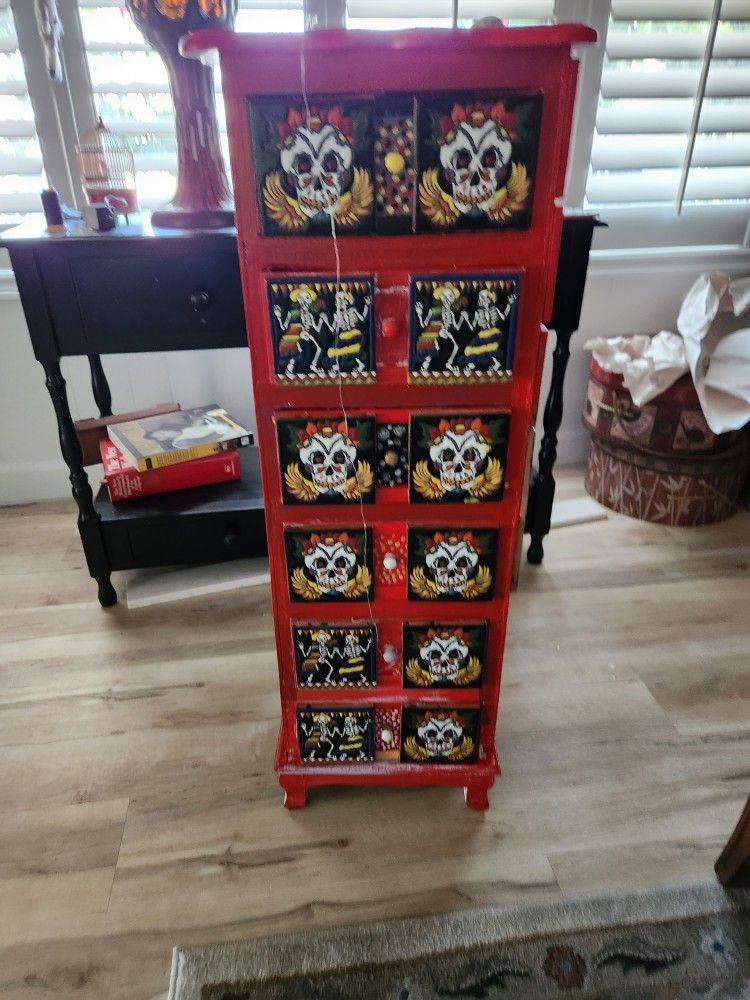 Skeleton HAND Painted Tiles On Drawers
