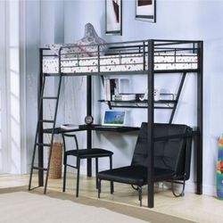 TWIN LOFT BED MATTRES INCLUIDED  + SENONG CHAIR NEW IN BOX  CHAIR NOT INCLUIDED 