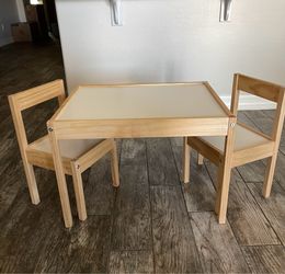 IKEA LÄTT Children's table and 2 chairs, white/pine