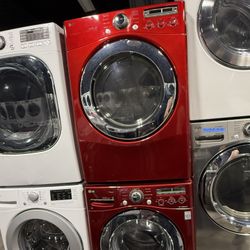 LG Red Front Load Washer And Gas Dryer Set 