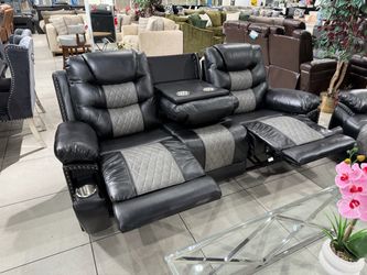 Manual Recliner Sofa Set With Hidden Cupholders
