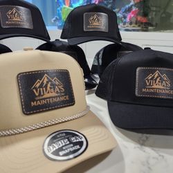 Custom hats available laser engraving or u v printing
