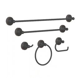 5-Piece Bath Hardware Set with 24 in. Towel Bar, 18 in. Towel Bar, Toilet Paper Holder, Towel Ring and Towel Hook in ORB