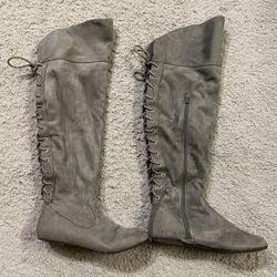 JustFab Gray Suede Boots - Woman’s Size 5.5