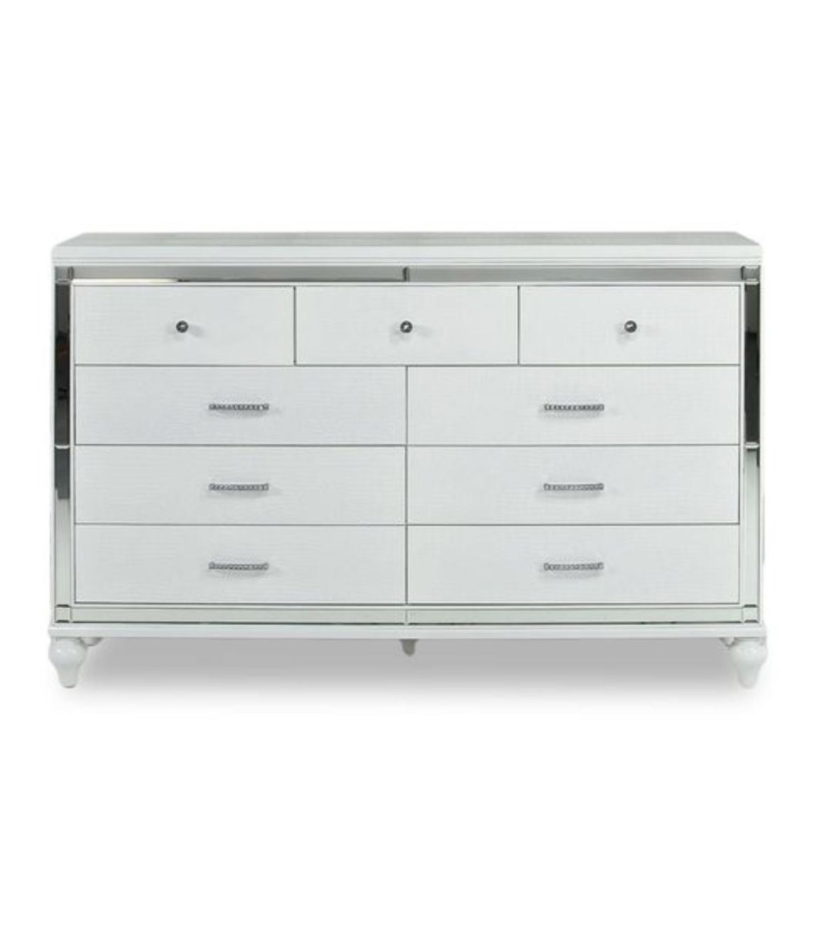 White Glam Dresser - 9 Drawers