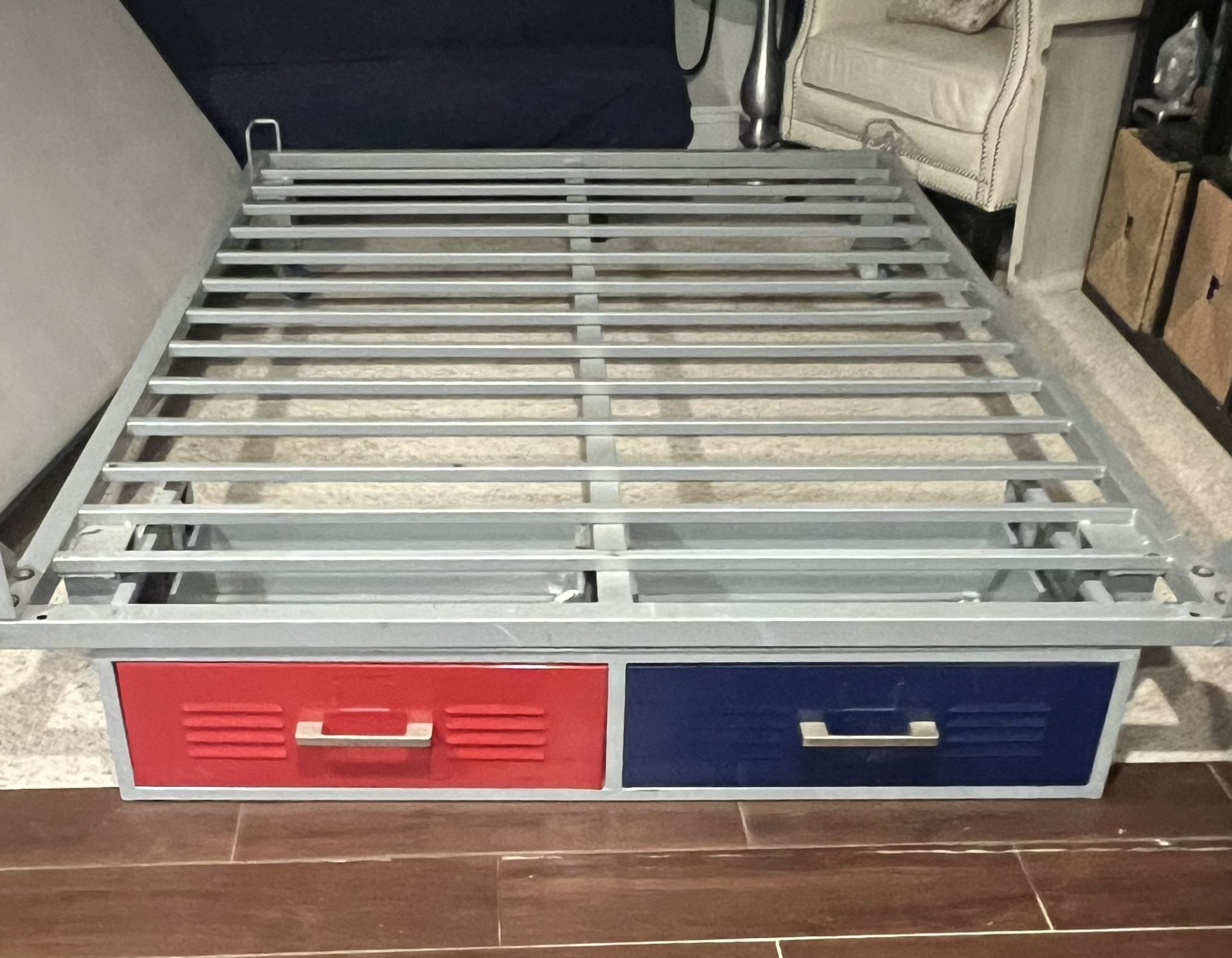 Queen Size Pottery Barn Locker Style Collection Metal Bed Frame
