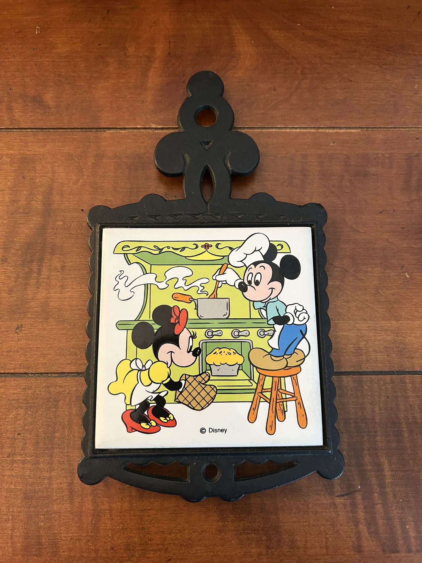 Disney Mickey & Minnie Mouse Cast Iron Trivet Hot Plate 9” x 5”