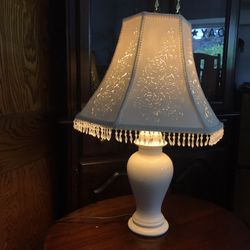 Beautiful white rose floral lazer cut shade with white ceramic lamp