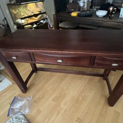  Solid Wood Console Table with 3 Drawers – $40