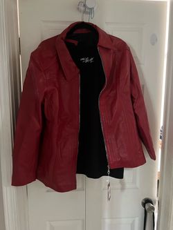 Lambskin Red Leather Moto Jacket 2X