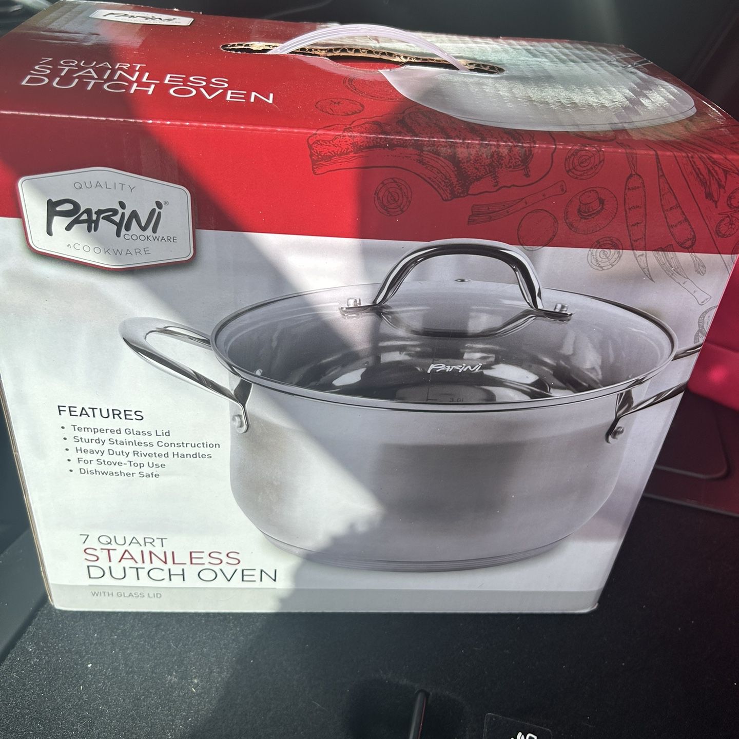 NEW Parini Cookware 4 Quart Stainless Dutch Oven w Lid Stove Top Dishwasher  Safe