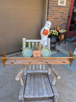 Vintage Cottagecore Rustic Wood Wall Shelf With Plate Rails & 4 Pegs 47" x 12" Talk x 5.5" Deep