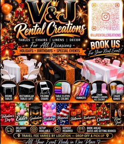 Chairs, tables, cloths ,!Etc