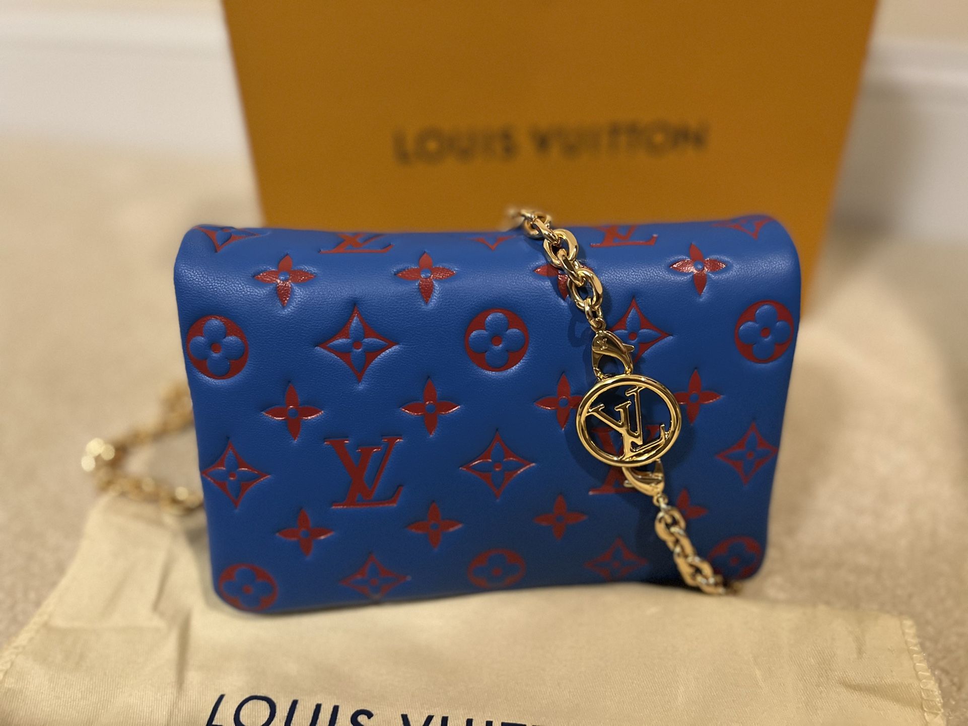 Louis Vuitton Pouchette Coussin Bag Purse blue/red