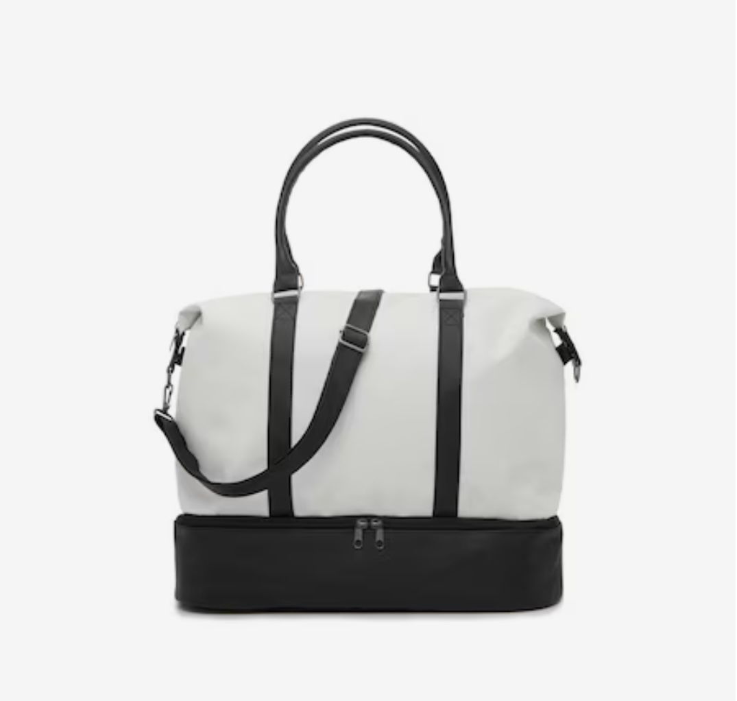 DWS Mini Weekender Bag with Shoe Compartment White And Black NEW