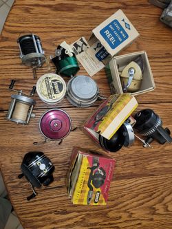 interesting old fishing reels
and old box's.