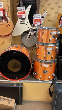 Vintage 1970’s Roger’s Acoustic Drum kit Orange Mist Wrap Finish (Shows wear & Age) scratches, scuff marks & few cracks