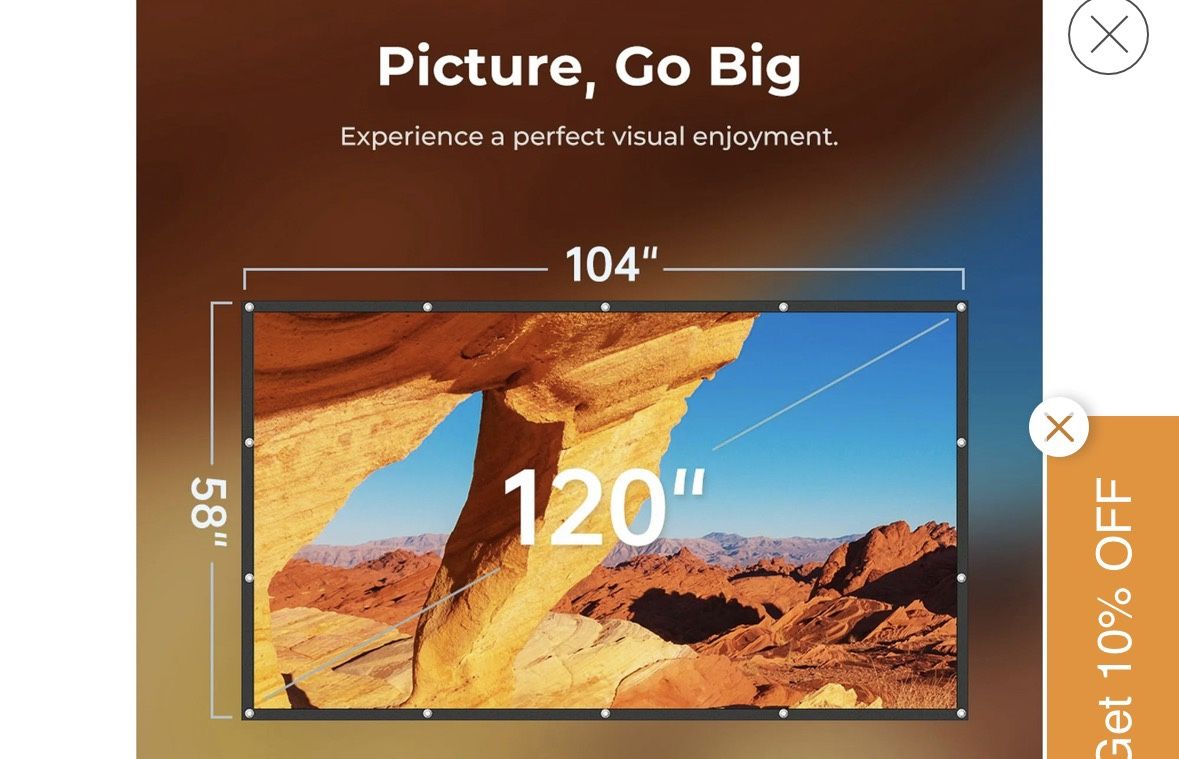 120 Inch Projection Screen With Peel And Hooks