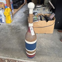 Vintage-Style 2ft Wooden Bowling Pin – Handcrafted Decor Piece