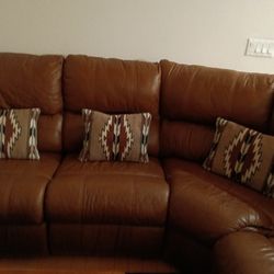 Real Leather Couch Three Recliner