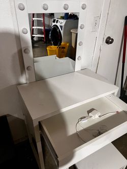 White vanity desk