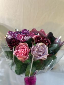 Half‑Dozen Handmade Ribbon Rose Bouquet