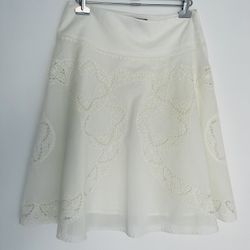 BCBGMAXAZRIA Y2K A-line Eyelet Cream Skirt
