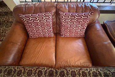 3-Piece Brown Leather-Style Living Room Set – Sofa, Loveseat & Chair