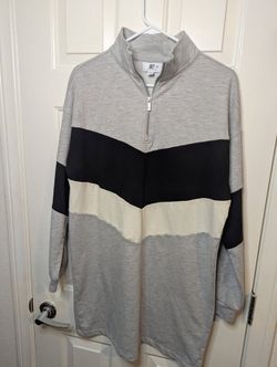Juicy by Juicy Couture Sweatshirt Dress Womens Large Gray 1/4 Zip Cotton Blend