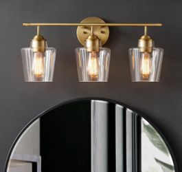3 Light Antique Brass Vanity Light - 21049 (We Have 2 Sets Available - Price is Per Set)