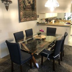 Large Glass Dining Table 