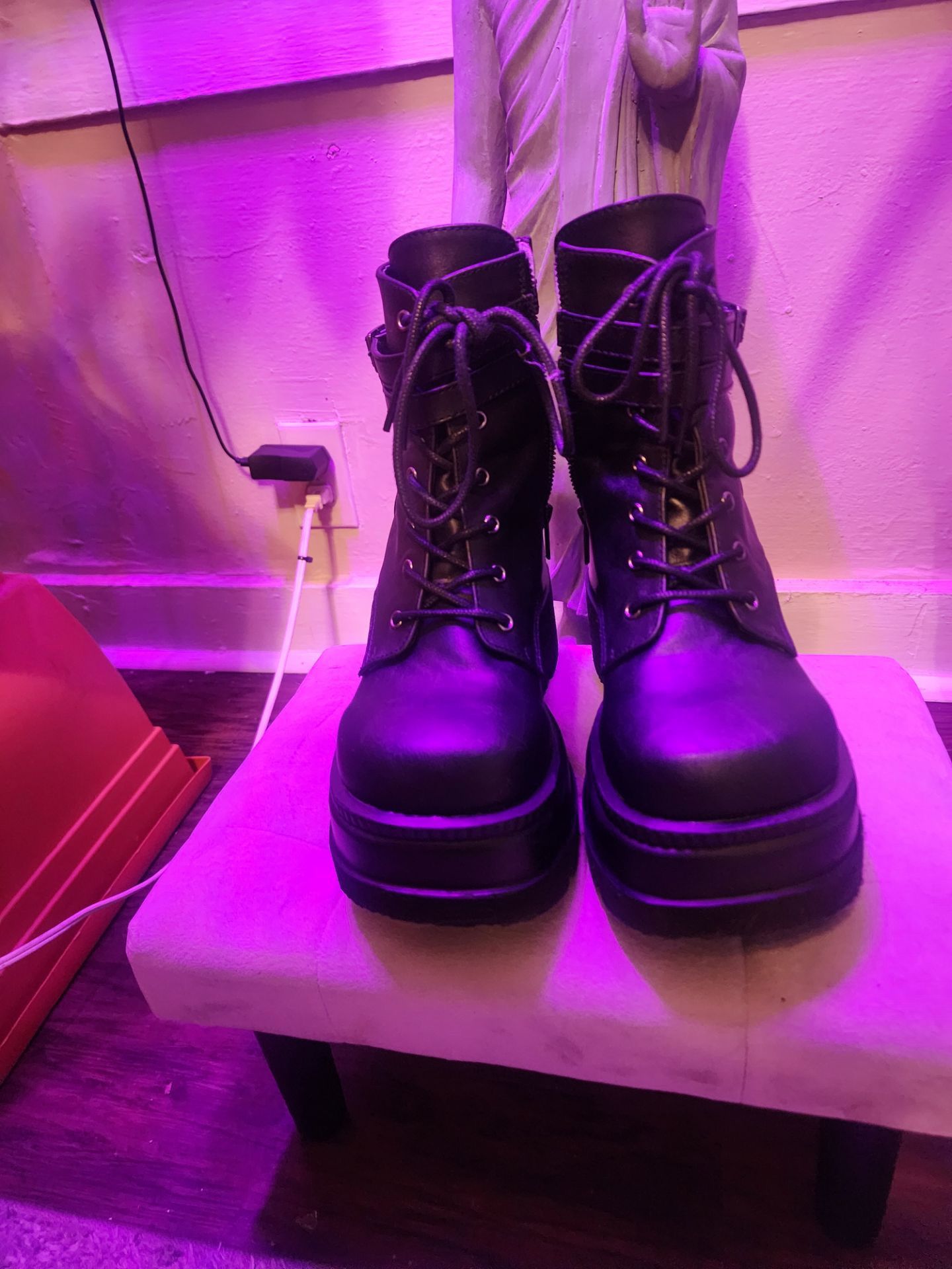 Black Vegan Leather Platform Boots