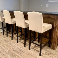 Target Upholstered Barstools in Beige (GENTLY USED, GREAT CONDITION)