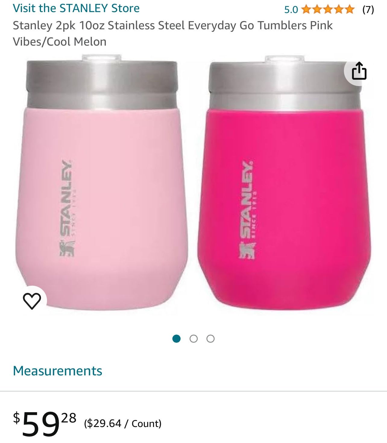 Stanley 2pk 10oz Stainless Steel Everyday Go Tumblers Pink Vibes/Cool Melon