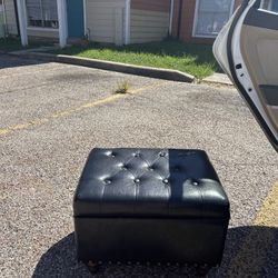 Black Leather Ottoman