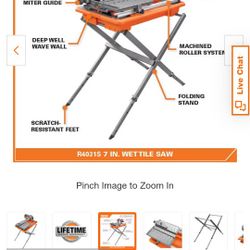 7in Tile Saw With Diamons Blade And Stand