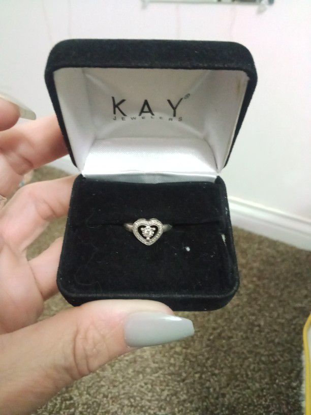 Sterling Silver N Diamond Heart Shape Ring From Kay Jewelers 