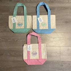 Set Of 3 Trader Joe’s Mini Pastel Tote Bags Pink, Blue, & Green