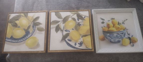 3 lemon 🍋 decorative pictures 13 by 13 inches