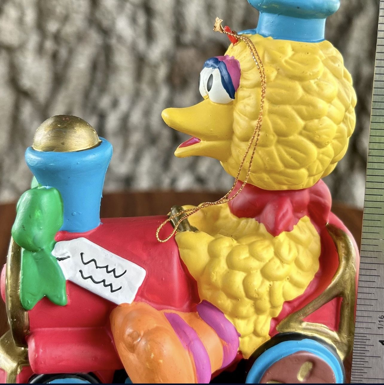 Vintage 1990 Christmas Ornament Big Bird Sesame Street Riding A Train