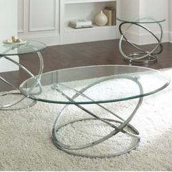 Beautiful Glass Coffee Table And End Tables
